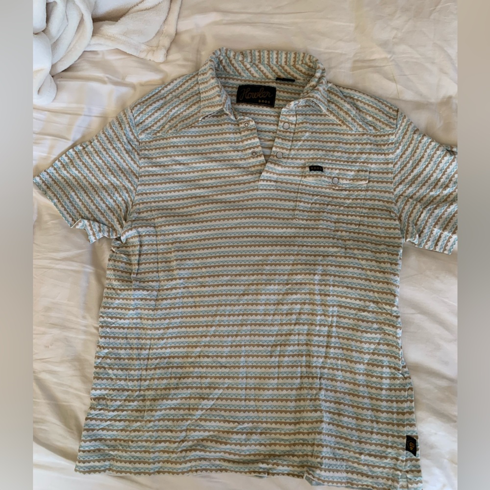 Howler Brothers Short Sleeve Pearl Snap Polo Shirt Size M